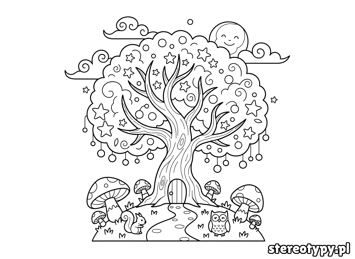 drzewo kolorowanka