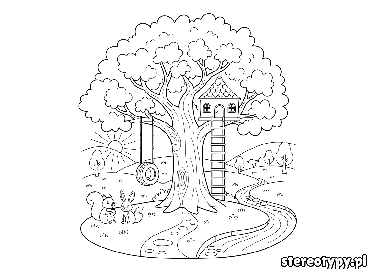 drzewo kolorowanka