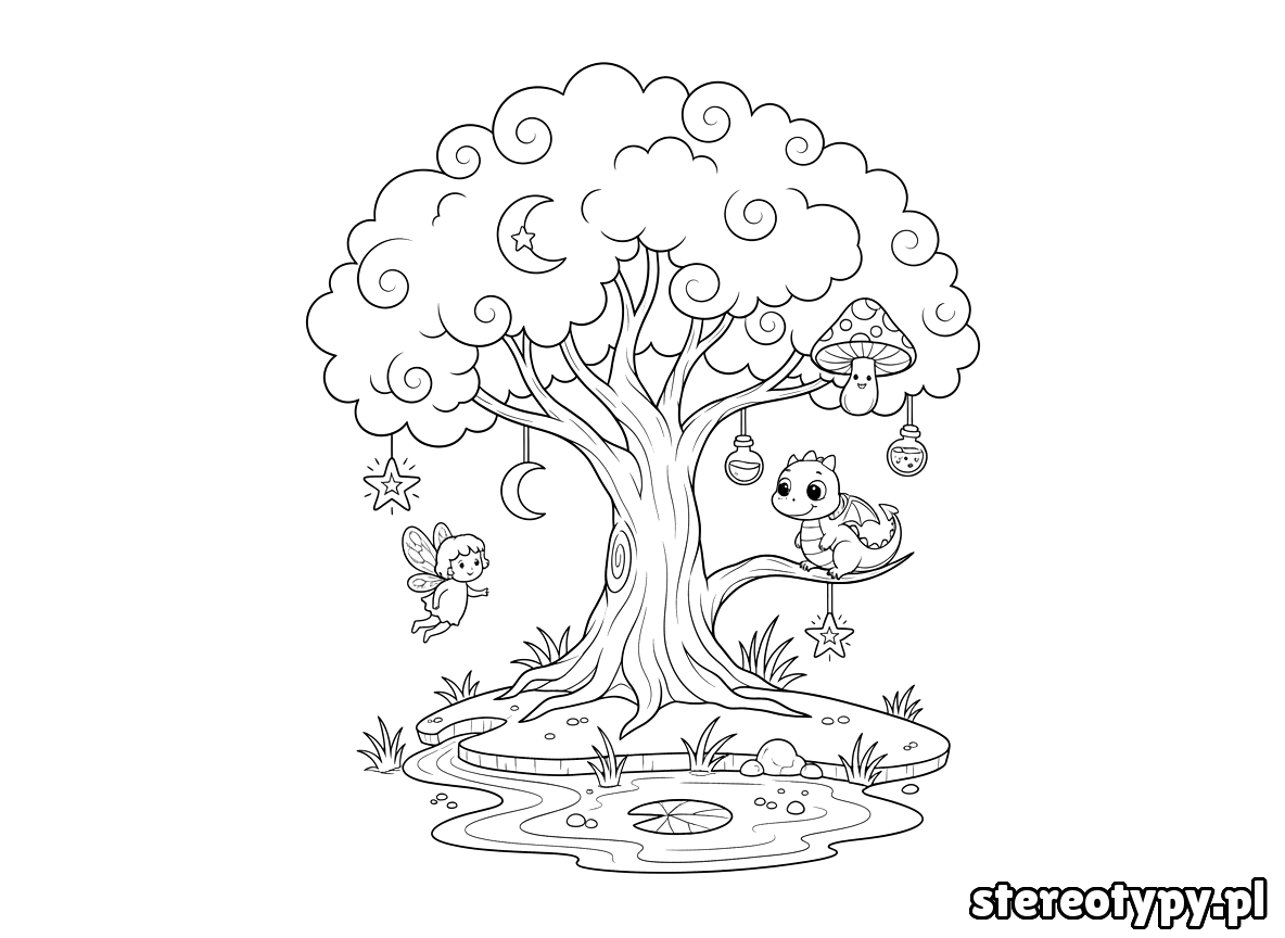 drzewo kolorowanka