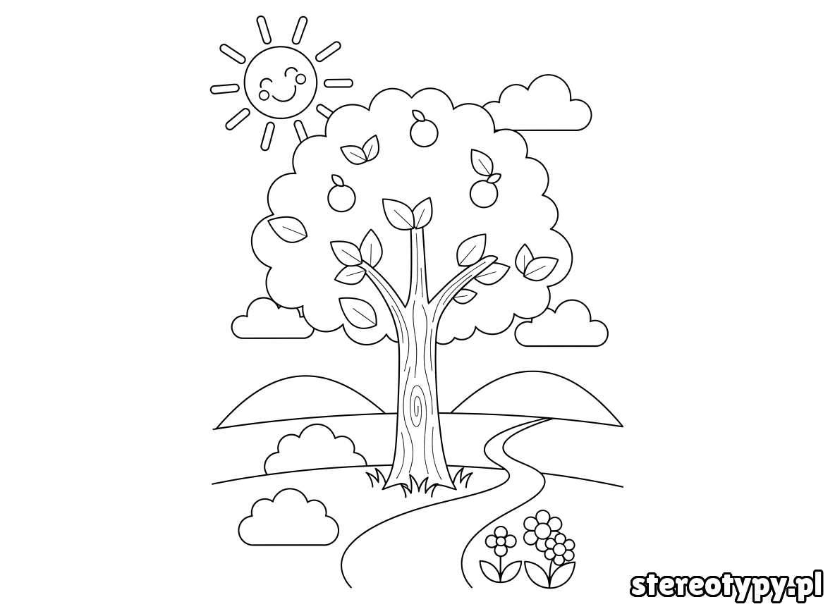drzewo kolorowanka