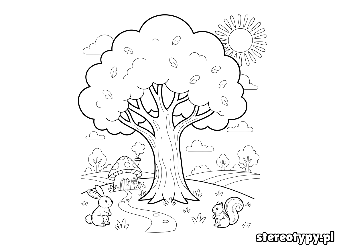 drzewo kolorowanka