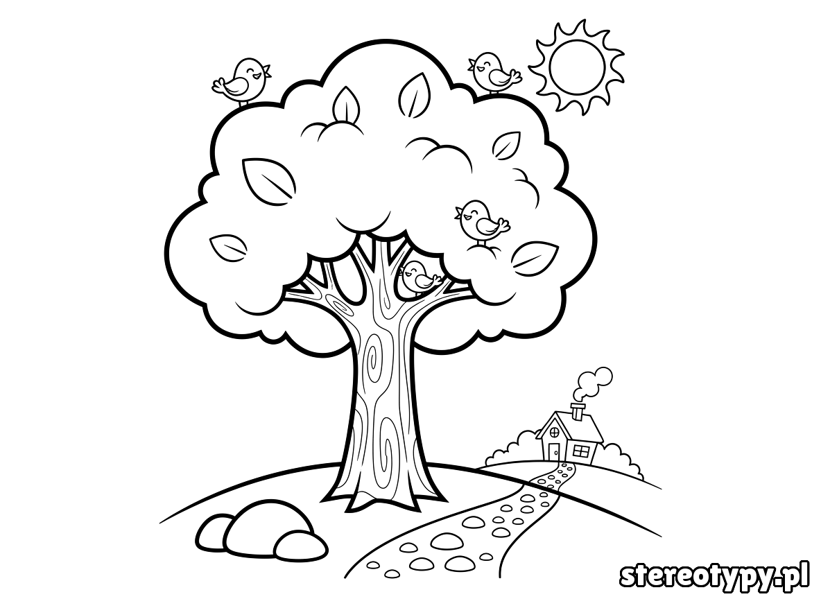drzewo kolorowanka