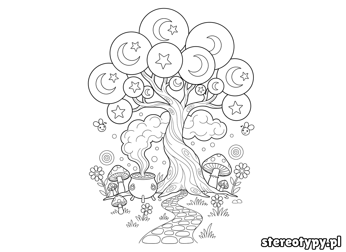 drzewo kolorowanka