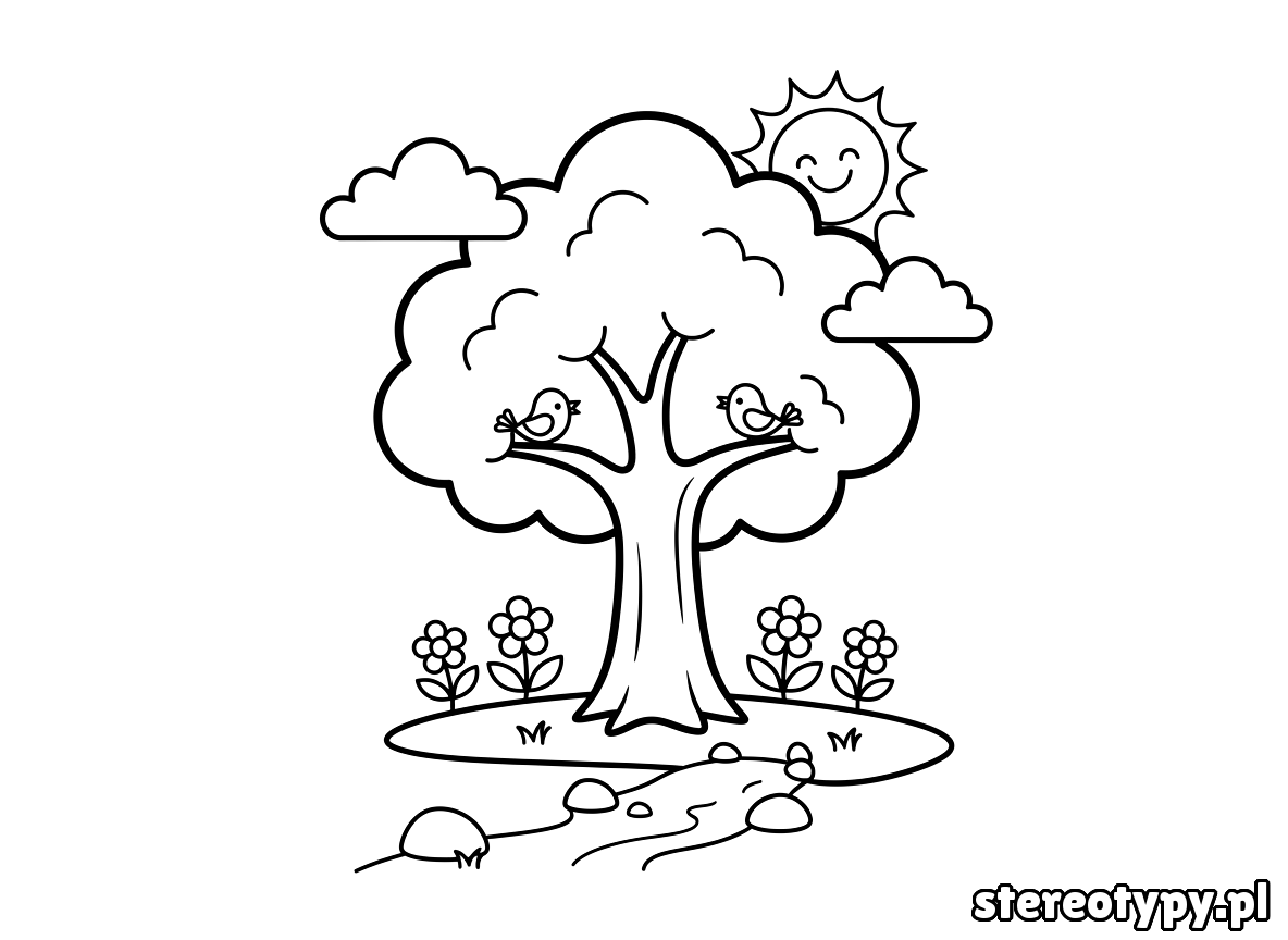 drzewo kolorowanka
