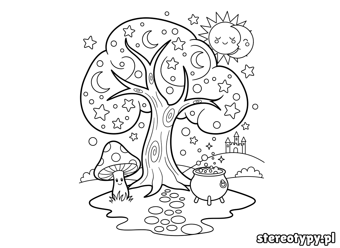 drzewo kolorowanka