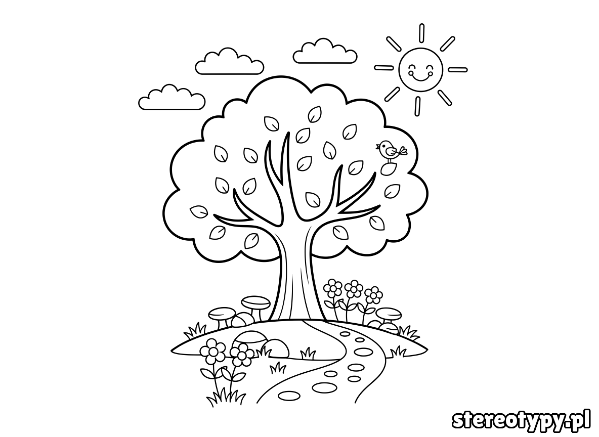 drzewo kolorowanka