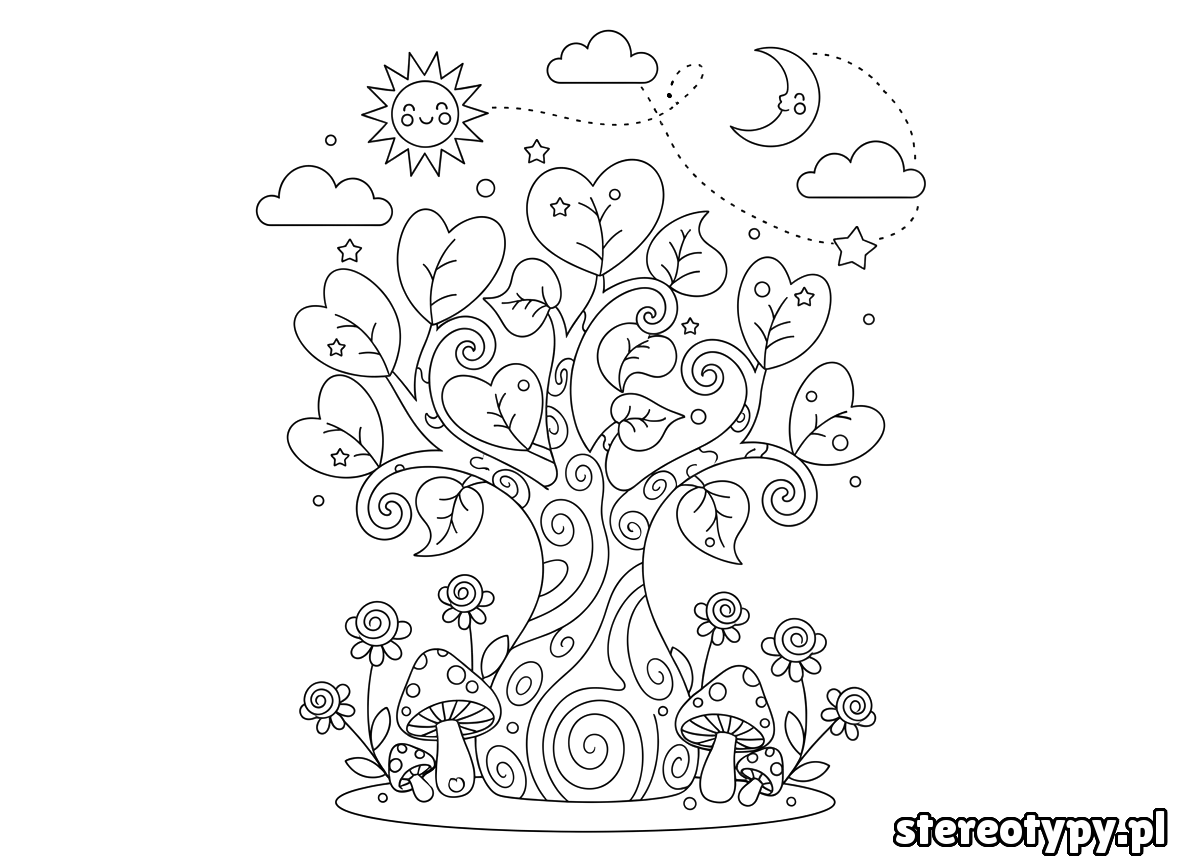 drzewo kolorowanka