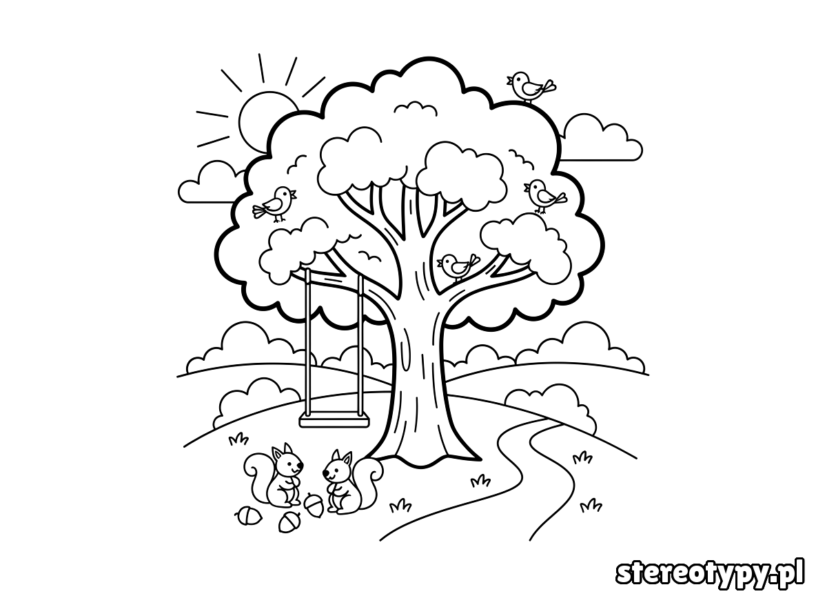 drzewo kolorowanka