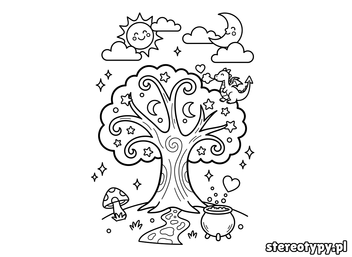 drzewo kolorowanka