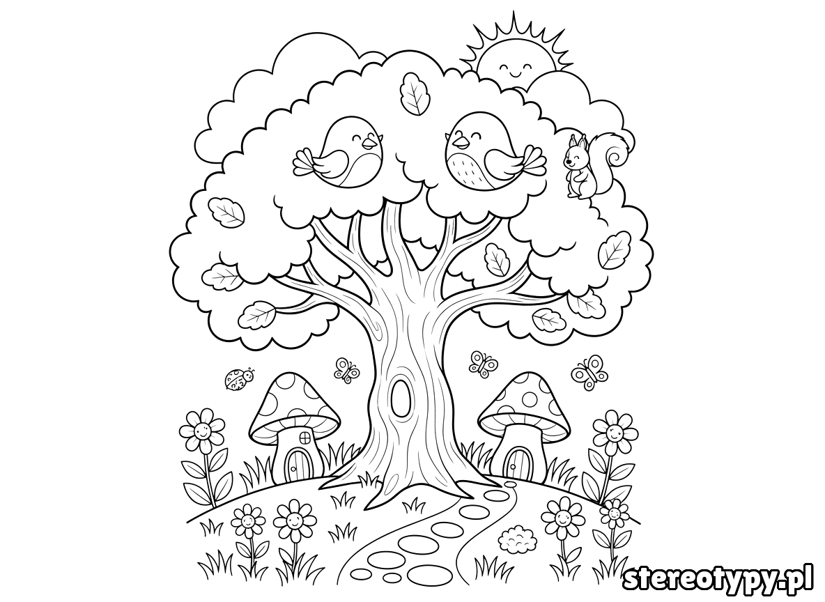 drzewo kolorowanka