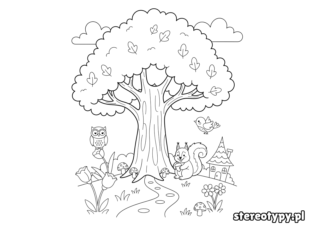 drzewo kolorowanka